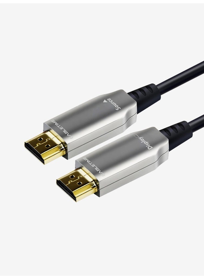CABLETIME ACTIVE FIBER OPTICAL HDMI 2.0 CABLE AOC 4K 60HZ 18GBPS HDR HIGH SPEED ULTRA HD COMPATIBLE WITH PS4 PS5 XBOX TV MONITOR PROJECTOR BLU RAY LAPTOP - Image 1